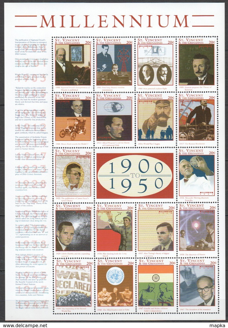 D014 ST.VINCENT MILLENNIUM 1900 TO 1950 1SH MNH - Autres & Non Classés