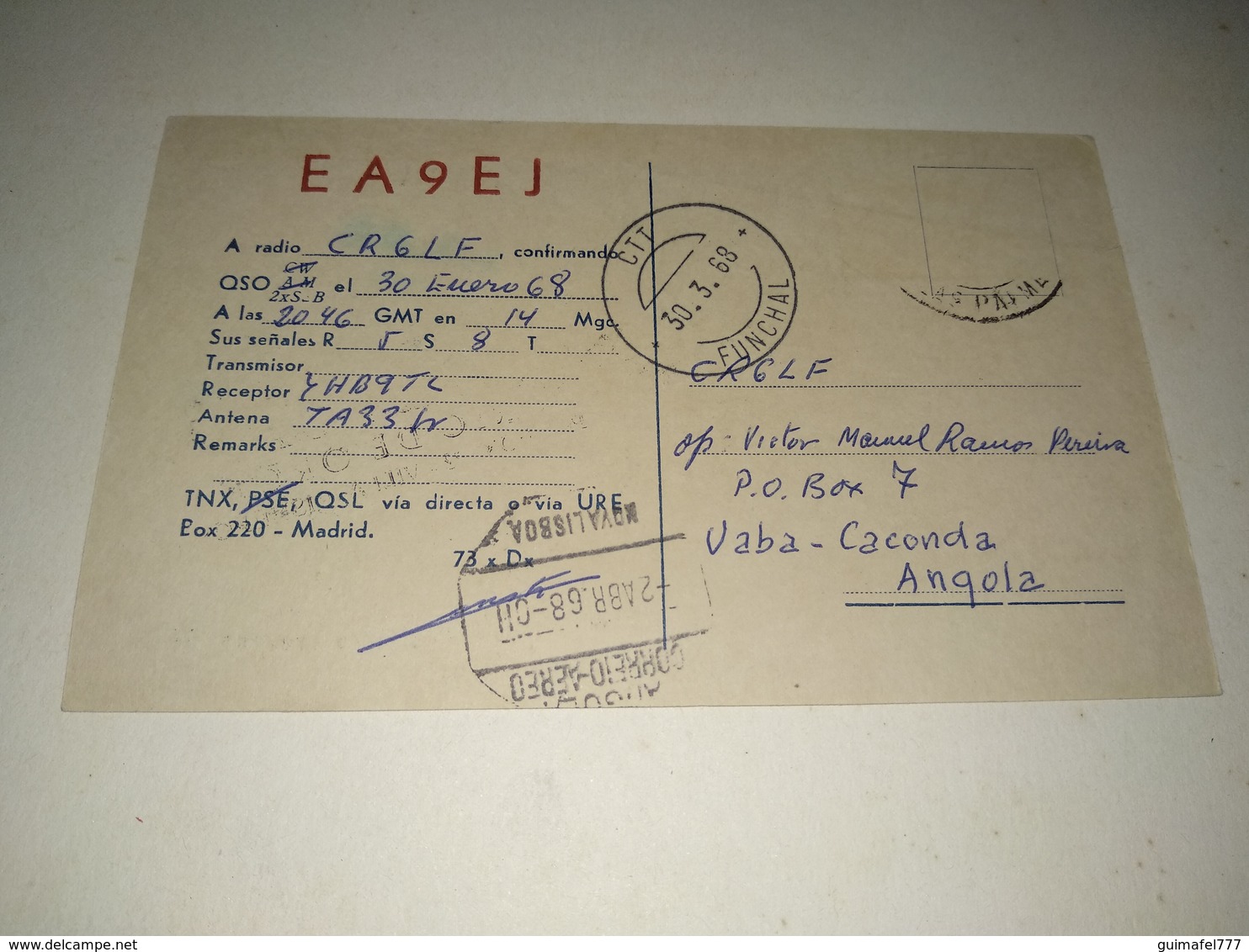 Postal, Postcard, Radio  - "Provincia Espanhola Sahara, Rio De Oro",  Villa Cisneros  ,1968 - Radio Amateur