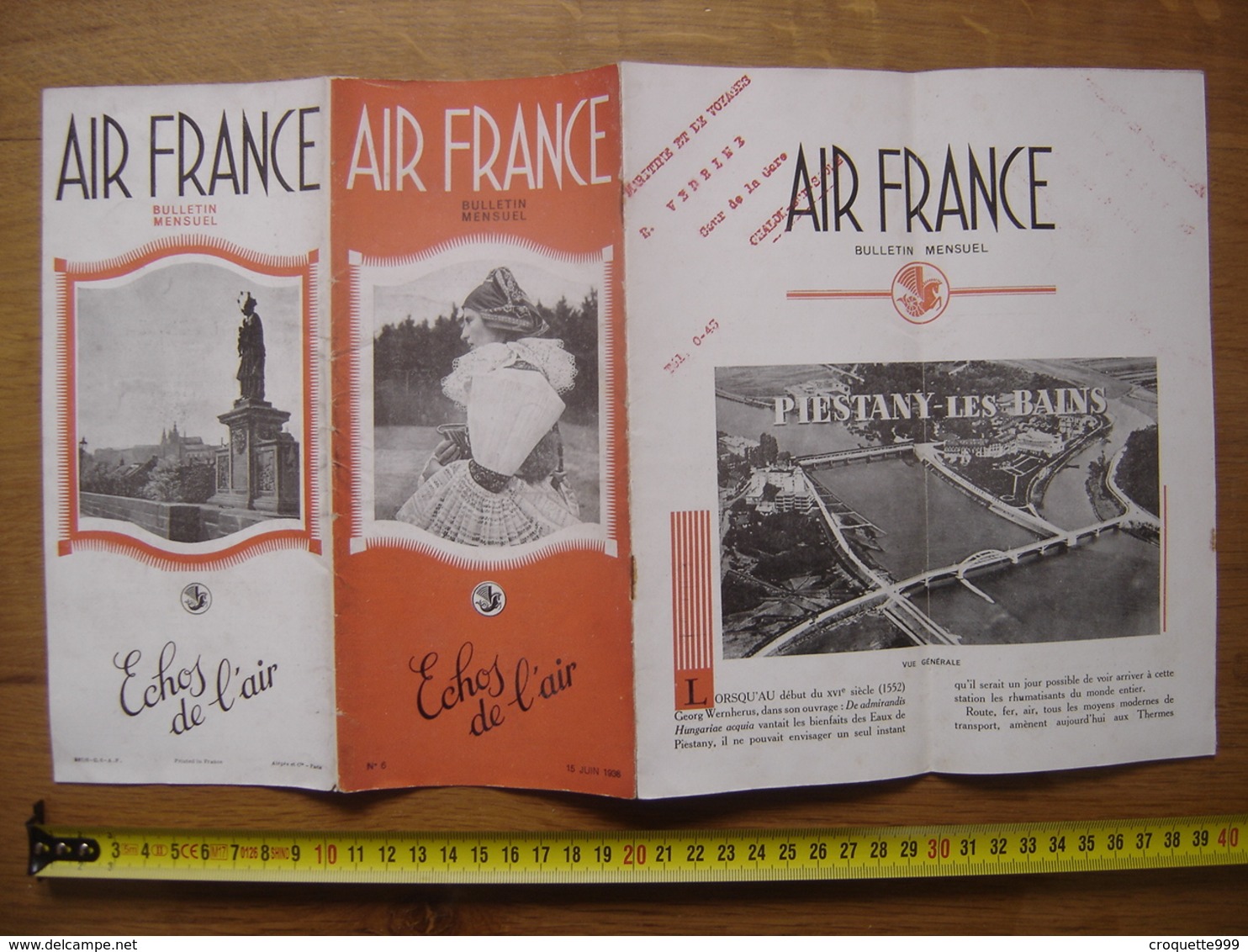 Juin 1938 Dépliant 6 Echos De L' AIR FRANCE Avion Plane AVIATION Corse Indochine - Other & Unclassified