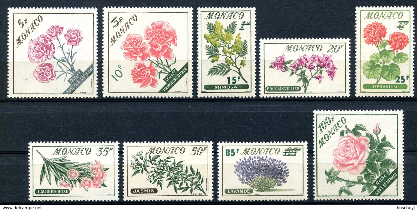 Monaco, 1959, Flowers, Flora, Nature, MNH, Michel 609-617 - Autres & Non Classés