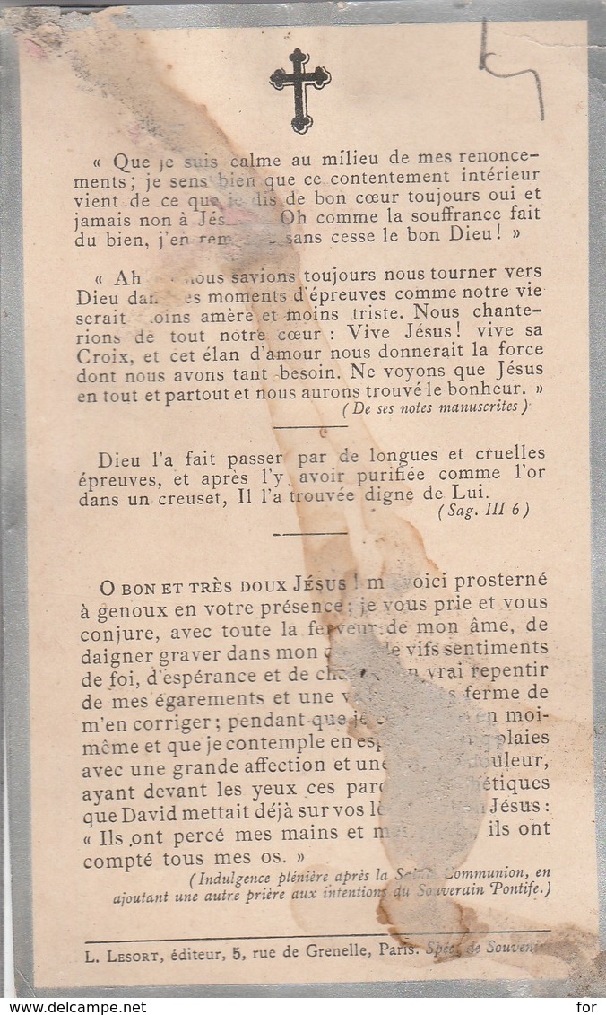 Généalogie : Faire-part Décés - Carte Mortuaire - Mére Marie Madeleine - Cistercienne - ( N. GRENIER ) Maubec 1901 - Décès