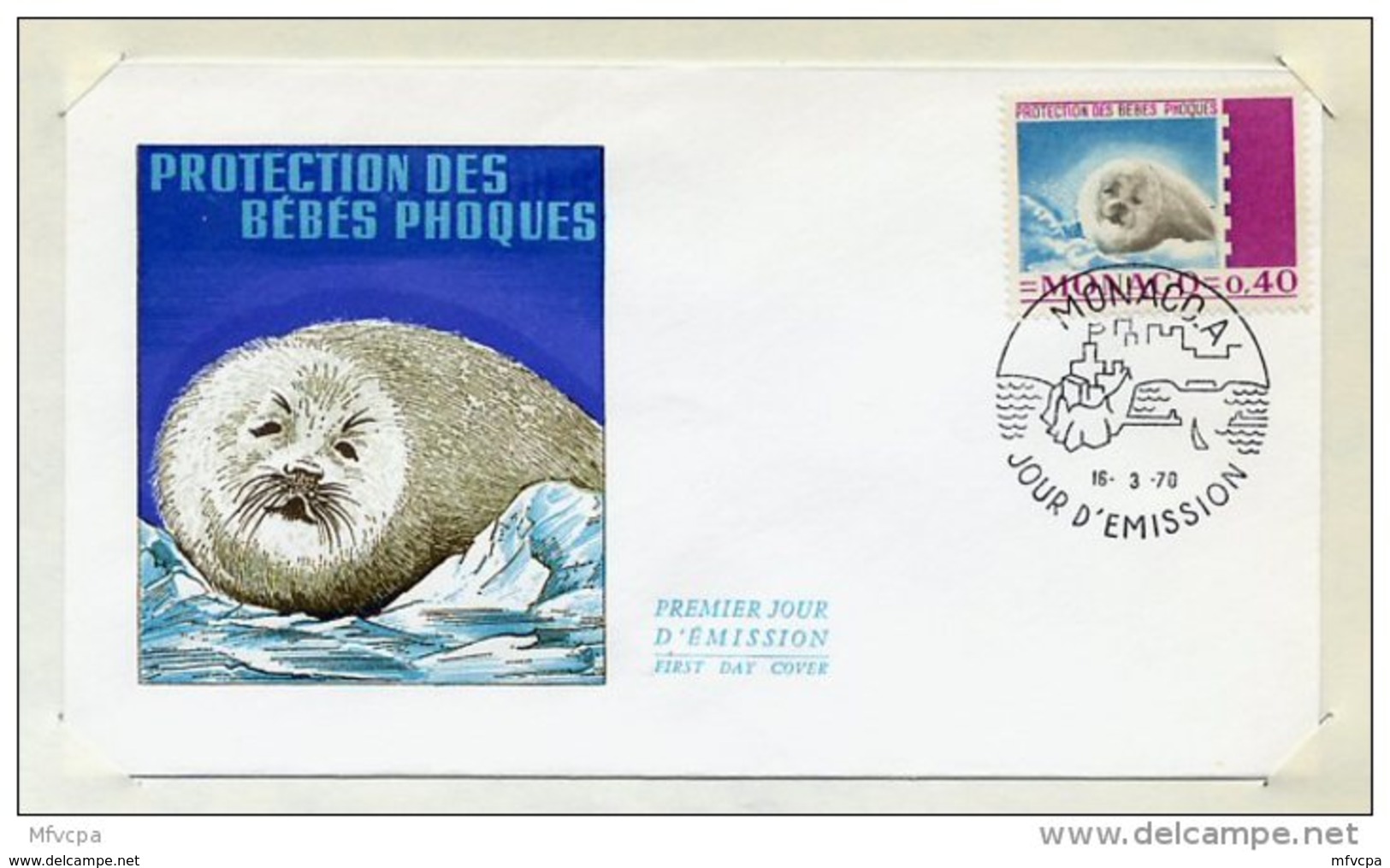 L4I058 MONACO 1970 FDC Protection Des Bébés Phoques 0,40f Monaco A 16 03 1970 - FDC