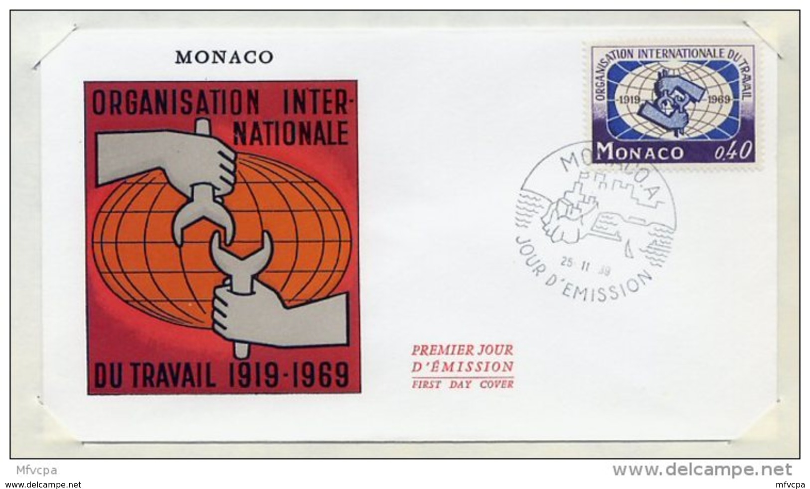 L4I041 MONACO 1969 FDC Organisation Internationale Du Travail 0,40f Monaco A 25 11  1969 - FDC