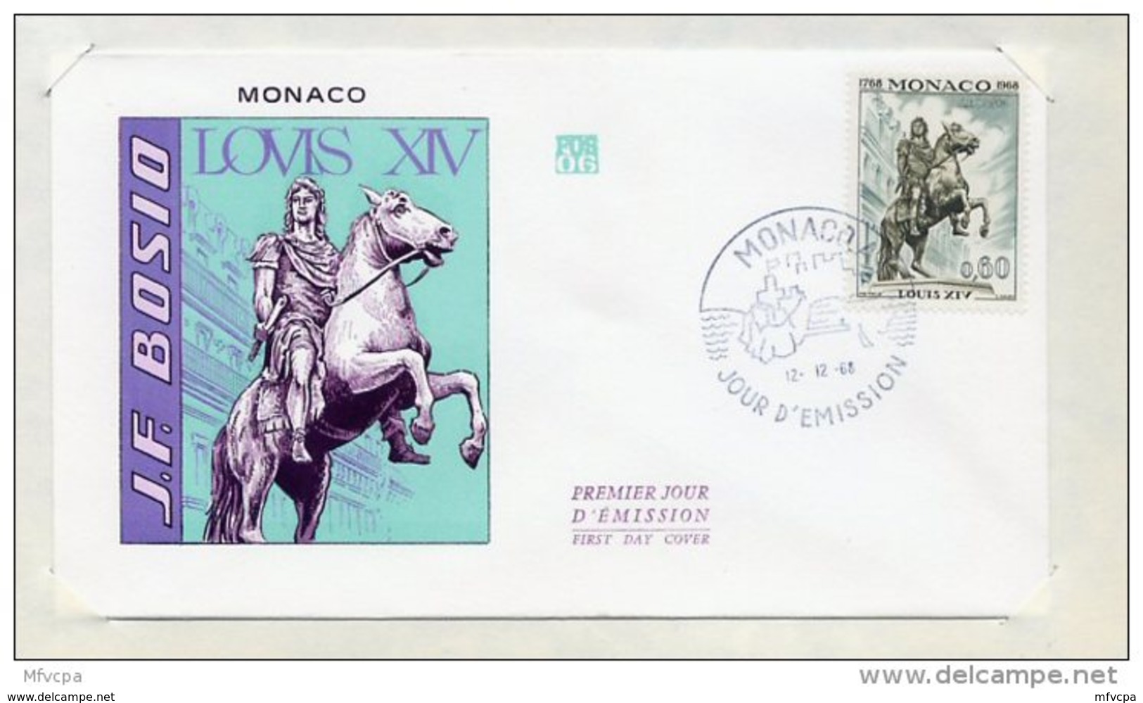 L4I014 MONACO 1968 FDC J F Bosio Louis XIV 0,60 Monaco A 12 12 1968 - FDC