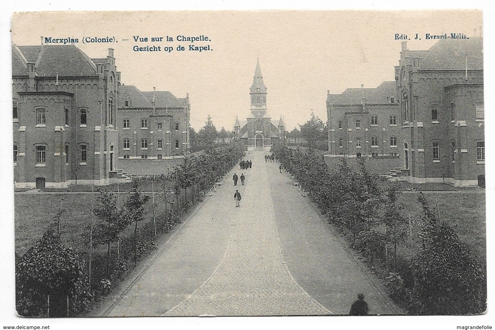 CPA PK  MERXPLAS COLONIE  VUE SUR LA CHAPELLE   GEZICHT OP DE  KAPEL  CARTE ANIMEE - Autres & Non Classés