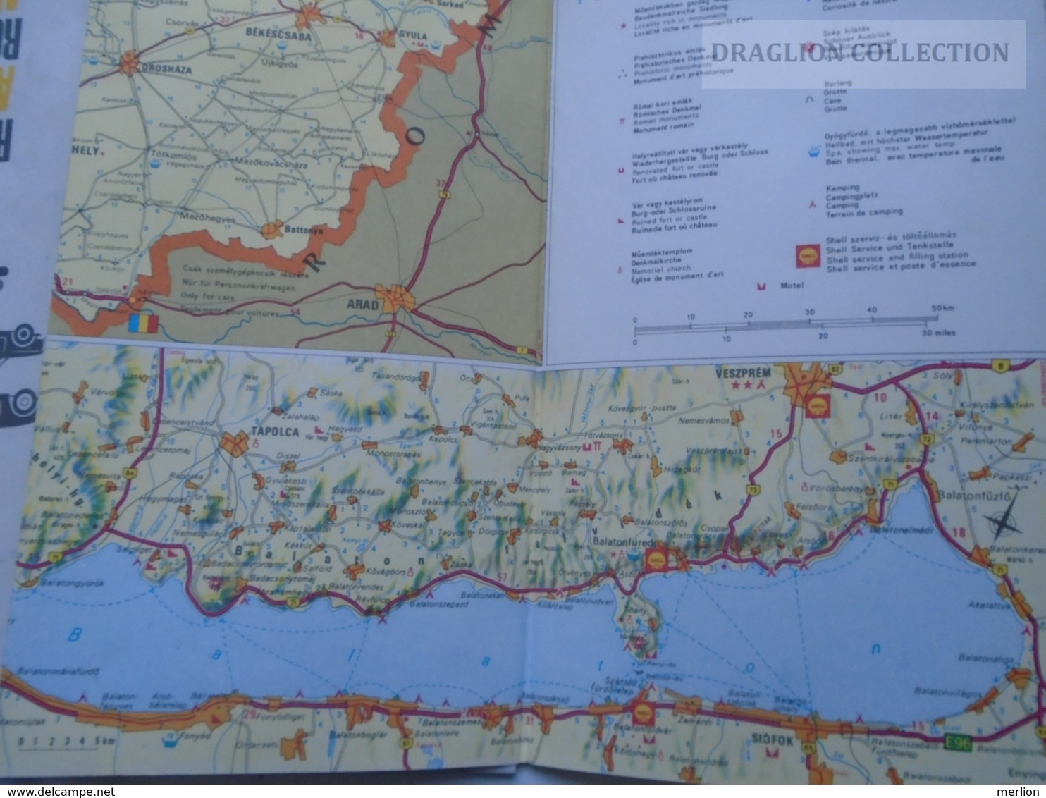 ZA157.13 Autokarte  Ungars - Road Map Of Hungary SHELL Gasoline Station  Kartografia 1969 - Cartes Routières