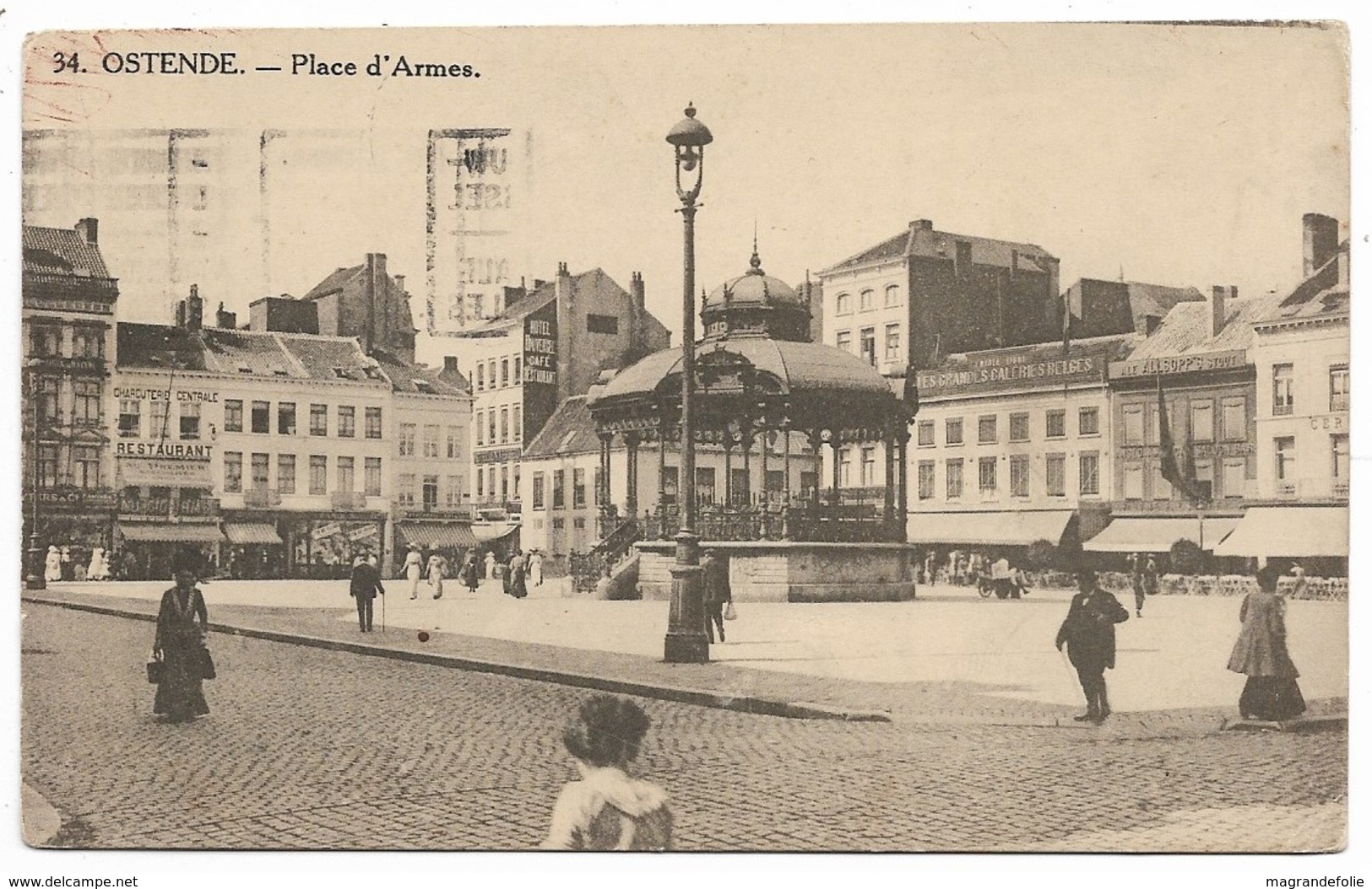 CPA PK  OSTENDE  PLACE D'ARMES  KIOSQUE  CARTE ANIMEE - Autres & Non Classés