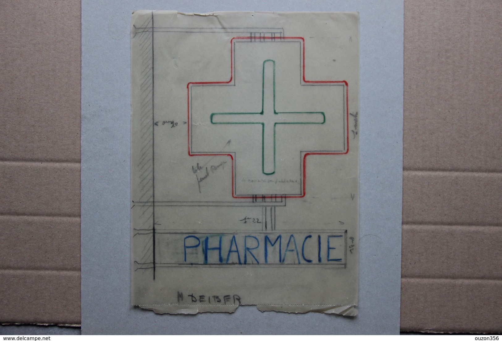 Pharmacie Deiber à Champigneulles (Meurthe-et-Moselle) : Croix De Pharmacie (devis, Dessins), 1938 - 1900 – 1949