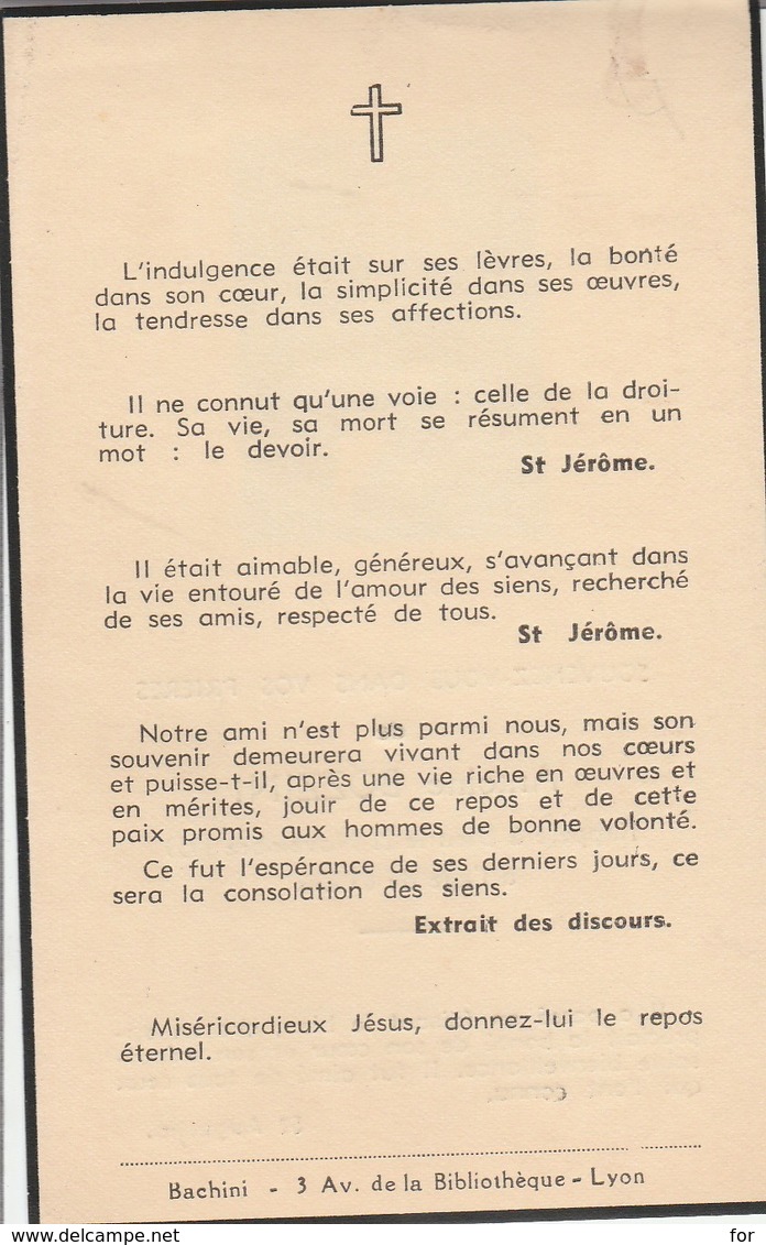 Généalogie : Faire-part Décés - Carte Mortuaire - A. BOZZINI - 1939  - Lyon : Rhone - Décès