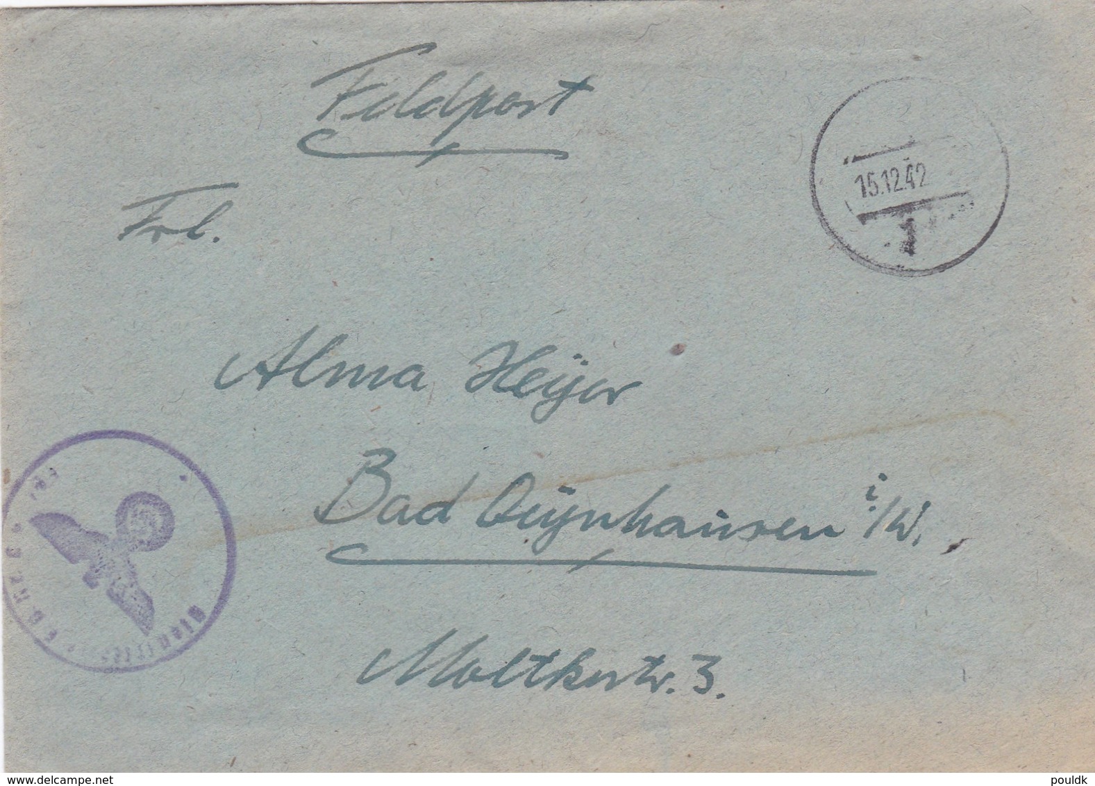 German Feldpost WW2: 3. Nachtjagerschule 1 At Fliegerhorst Echterdingen Near Stuttgart P/m 15.12.1942 - Letter - Militaria