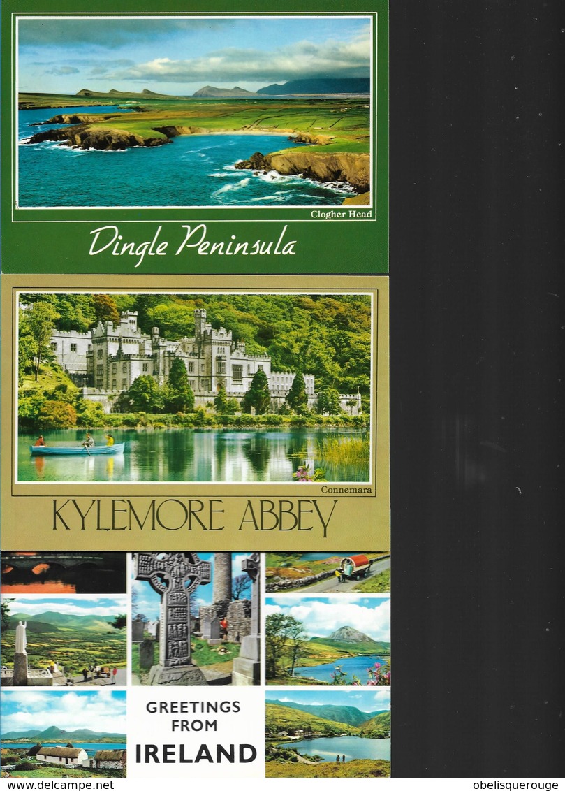 IRELAND 1987 KYLEMORE ABBEY CHATEAU EIRE LOT 3 CARTES MULTIVUES KERRY DINGLE PENINSULA AND HARBOUR - Kerry