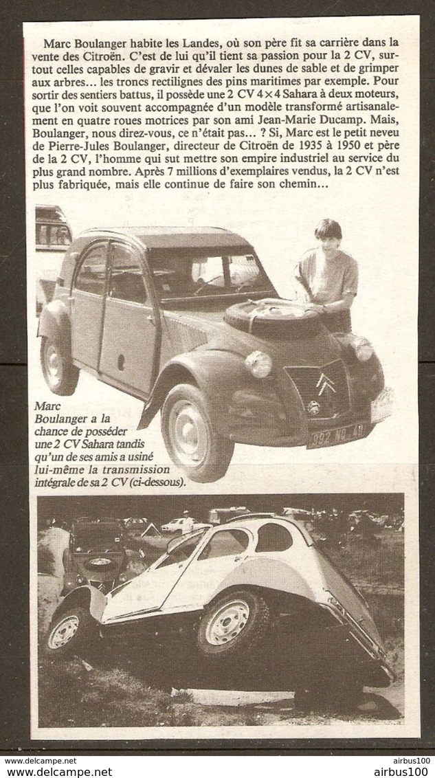 Coupure De Presse - CITROEN 2 CV SAHARA TRANSMISSIION INTÉGRALE - Cars