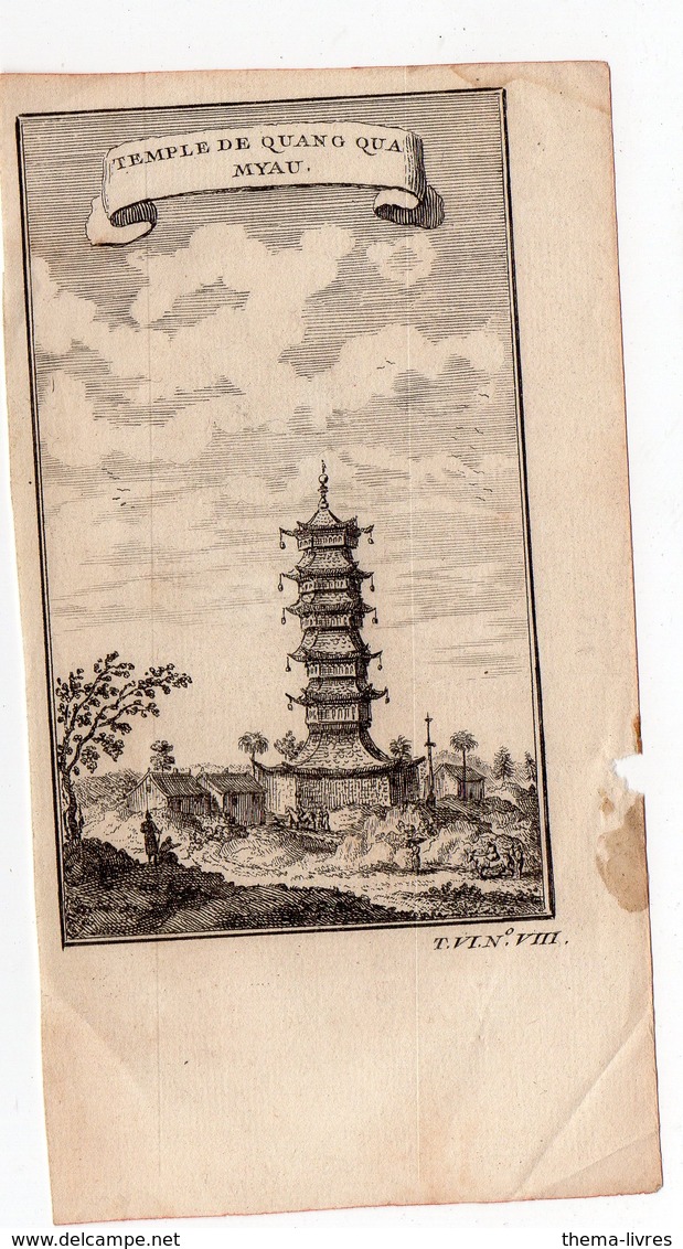 (Chine) Temple De Quang Qua Myau (gravure Ancienne Originale) (PPP16780) - Autres & Non Classés