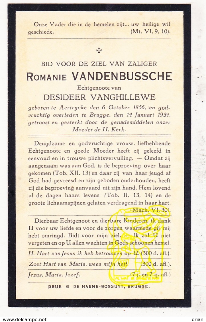 DP Romanie VandenBussche ° Aartrijke Zedelgem 1856 † Brugge 1934 X D. VanGhillewe - Images Religieuses