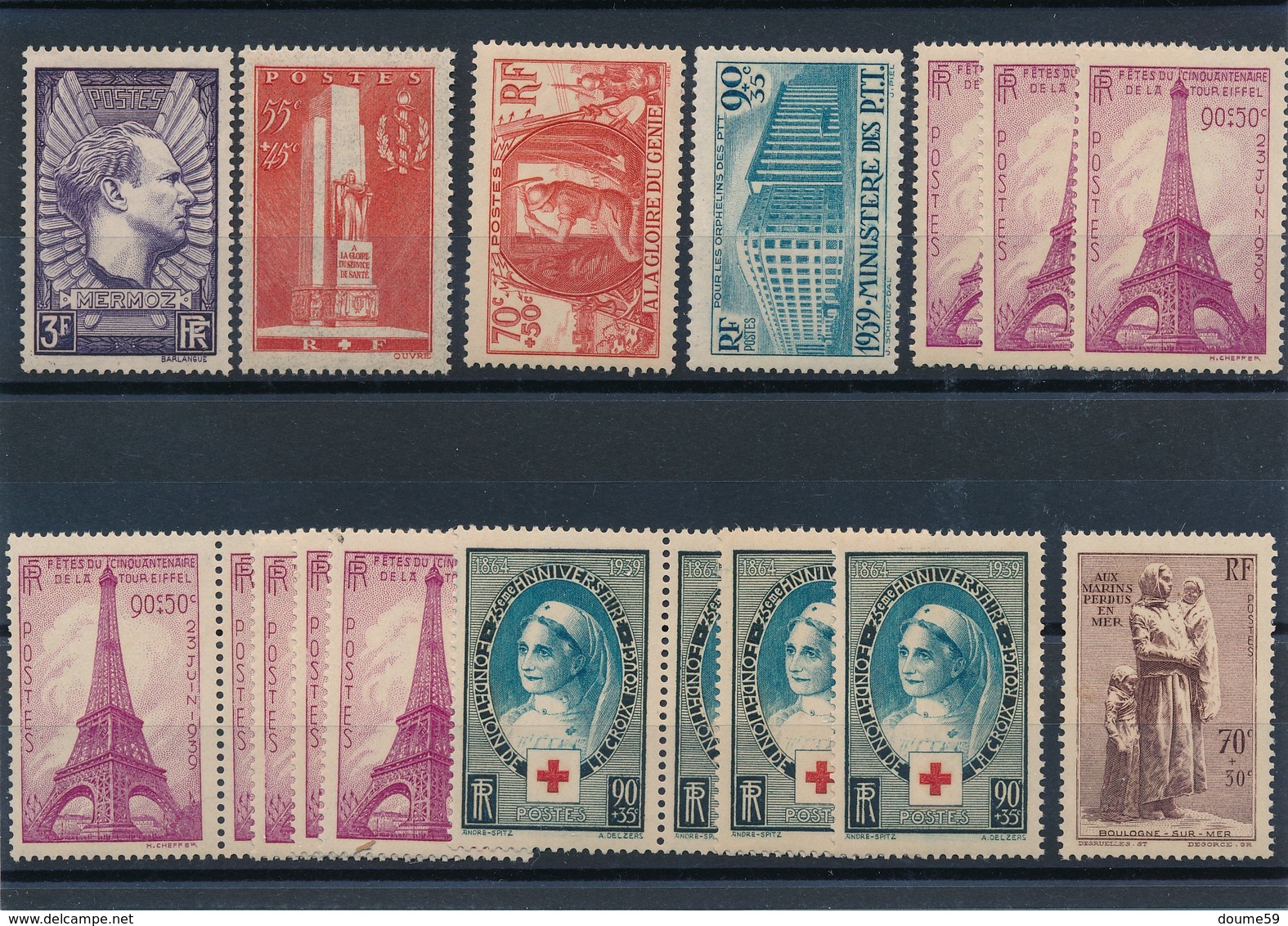 CK-186:FRANCE: Lot ** N°338-395-417(4)-423-424-429(7)-447 - Unused Stamps