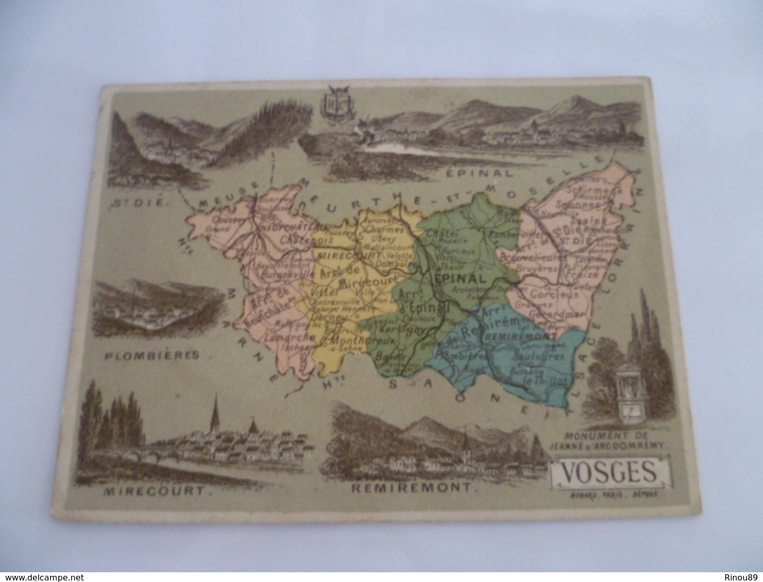 Lot de 4 petites cartes géographiques - CORREZE / HAUTE-VIENNE / AUDE / VOSGES