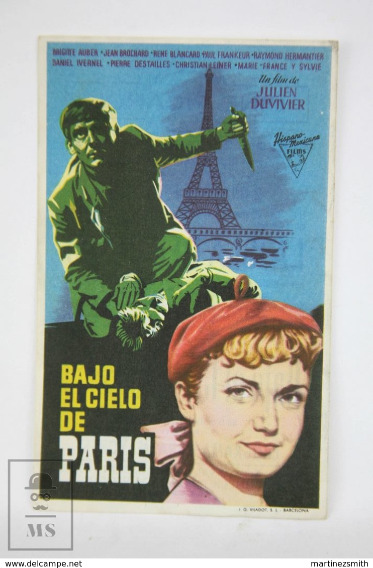 Original 1951 Sous Le Ciel De Paris Cinema / Movie Advt Brochure - Brigitte Auber,  Jean Brochard,  René Blancard - Publicité Cinématographique