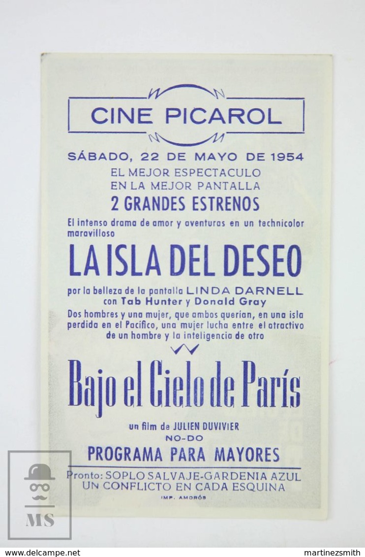 Original 1951 Sous Le Ciel De Paris Cinema / Movie Advt Brochure - Brigitte Auber,  Jean Brochard,  René Blancard - Publicité Cinématographique