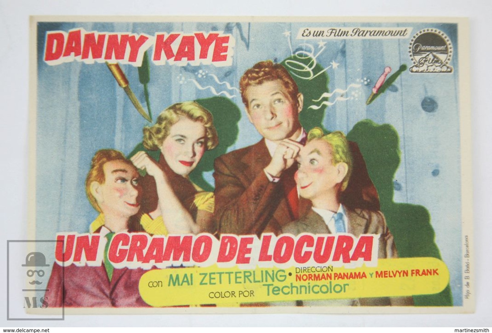 Original 1954 Knock On Wood Cinema / Movie Advt Brochure - Danny Kaye,  Mai Zetterling,  Torin Thatcher - Publicité Cinématographique