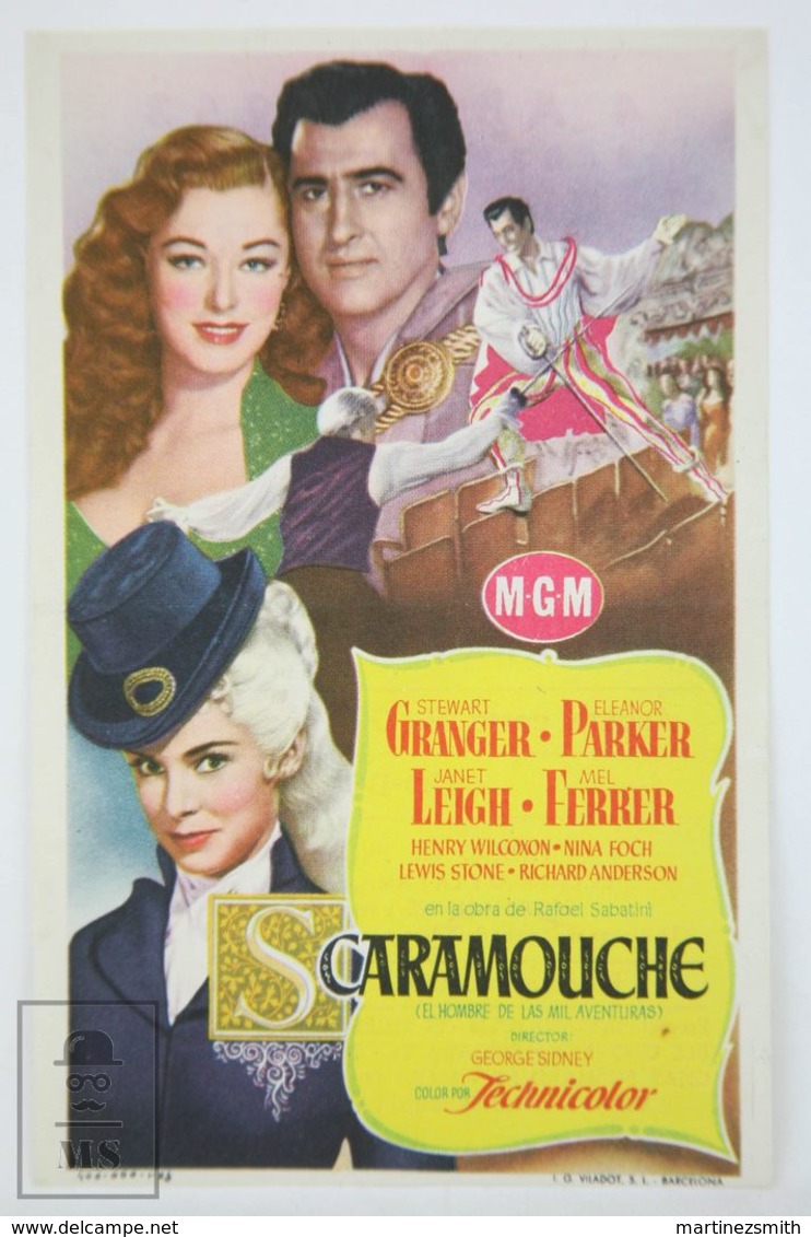 Original 1952 Scaramouche Cinema / Movie Advt Brochure - Stewart Granger,  Eleanor Parker,  Janet Leigh,  Mel Ferrer - Cinema Advertisement