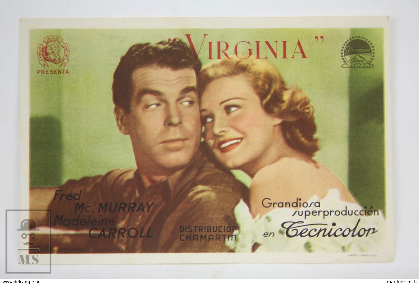 Original 1941 Virginia Cinema / Movie Advt Brochure - Madeleine Carroll,  Fred MacMurray,  Sterling Hayden - Publicité Cinématographique