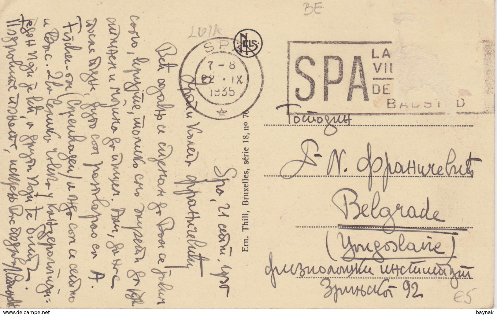 BELG170  ~~  SPA  ~  PLACE PIERRE LE GRAND ET FACADE DE CASINO  ~  1935 - Spa