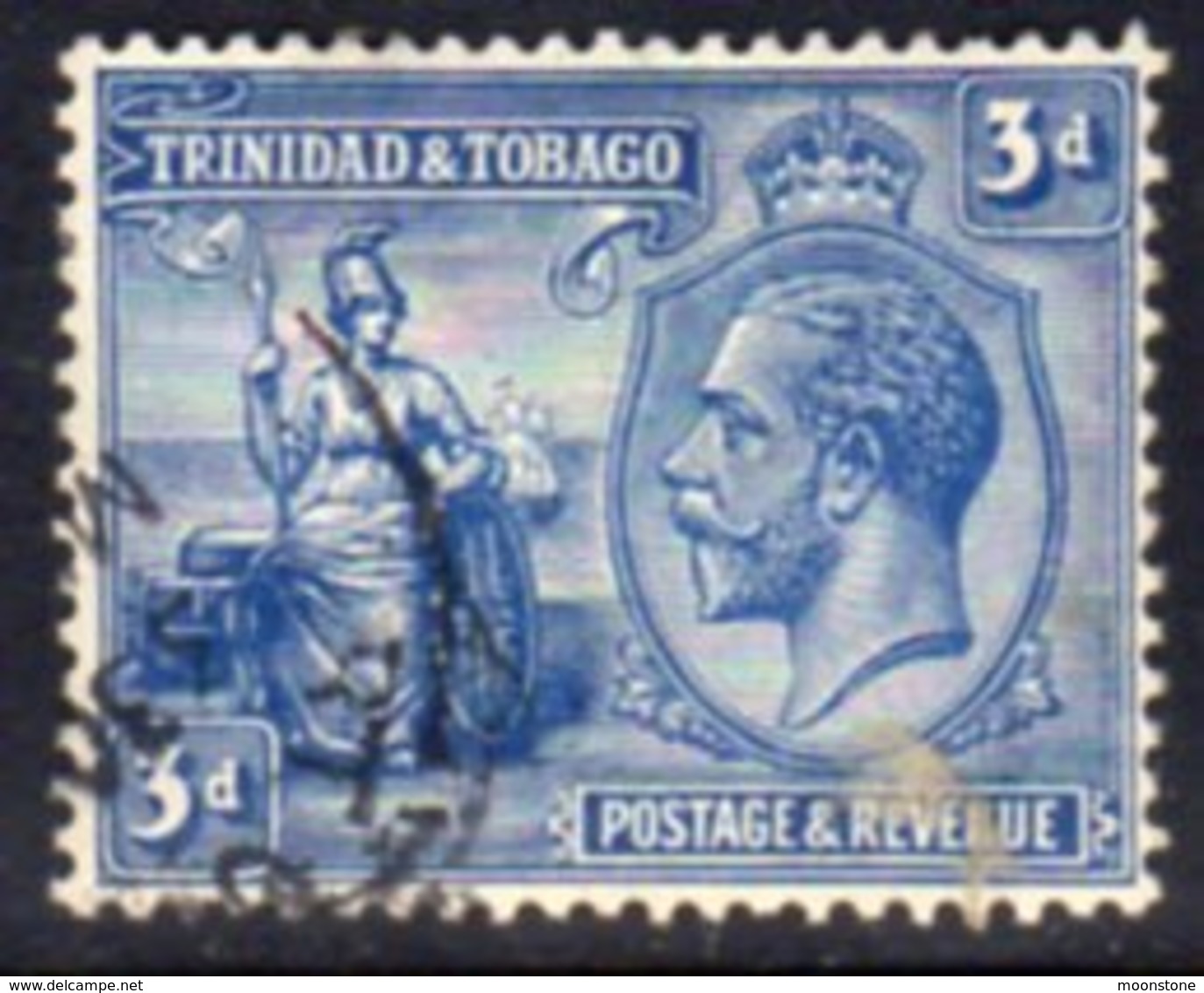 Trinidad & Tobago GV 1922-8 3d Blue Definitive, Wmk. Mult. Script CA, Used, SG 223 - Trinidad & Tobago (...-1961)