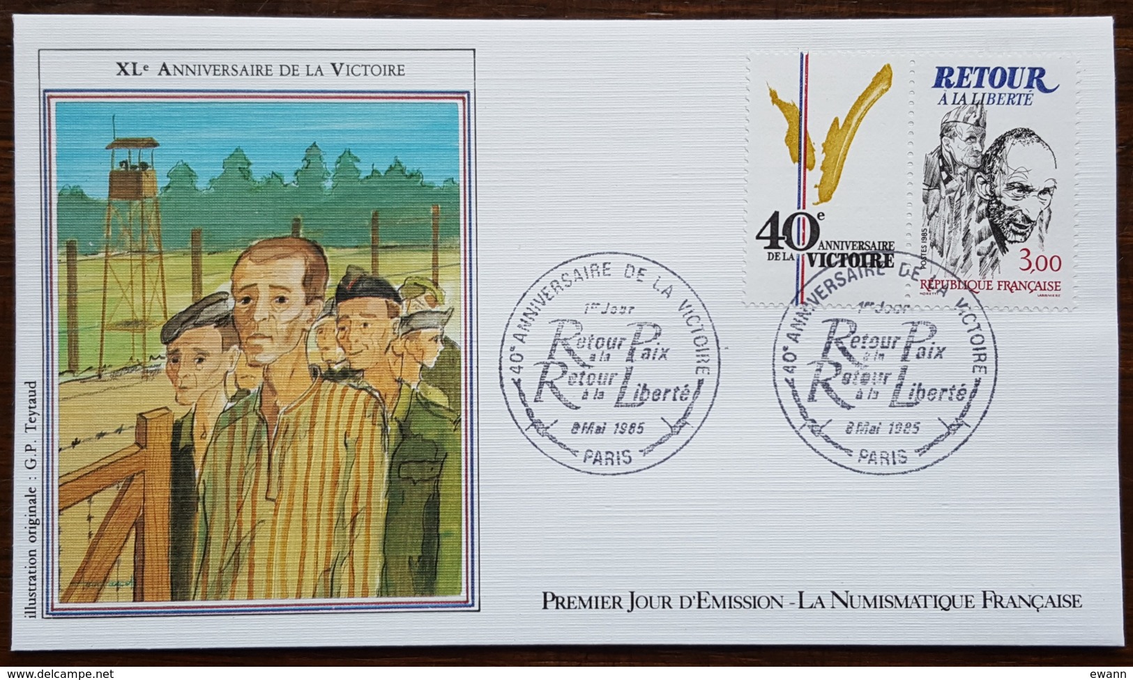 FDC 1985 - YT N°2369 - VICTOIRE / RETOUR A LA PAIX / RETOUR A LA LIBERTE - PARIS - 1980-1989