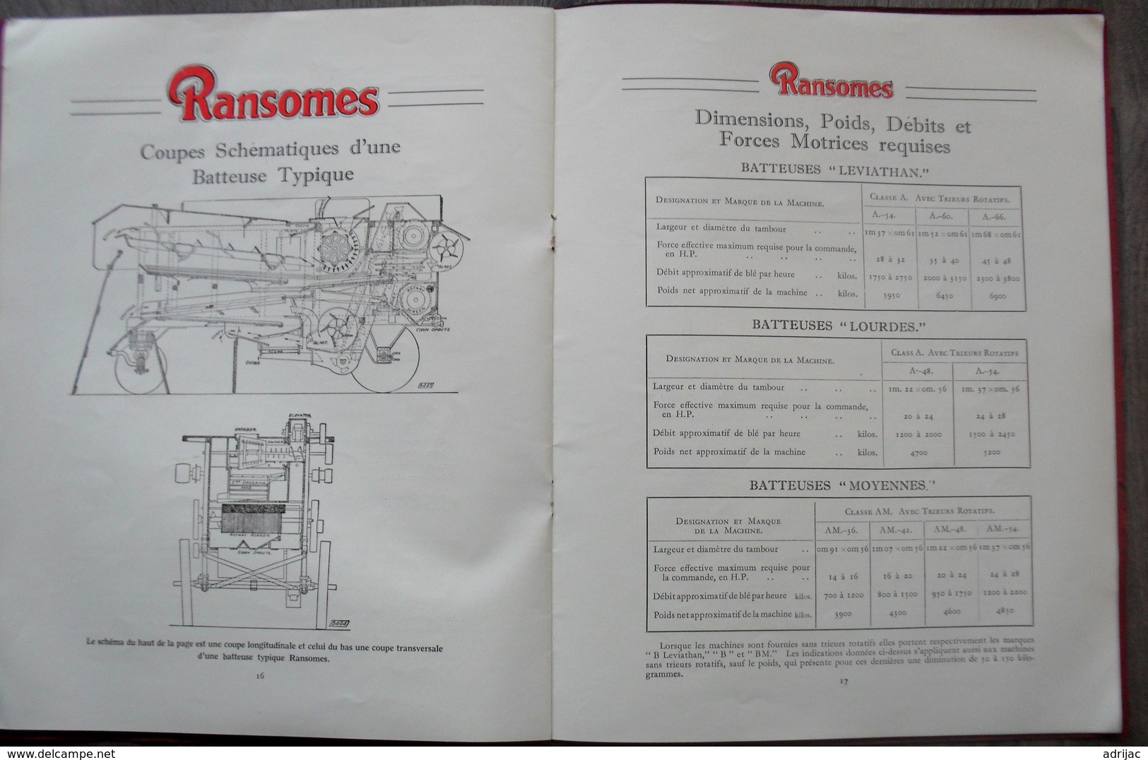 Catalogue 28  pages Ransomes Batteuses modeles normaux Ransomes,Sims & Jefferies,Ltd Ipswich Angleterre