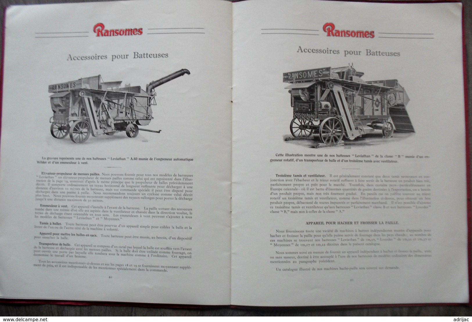 Catalogue 28  pages Ransomes Batteuses modeles normaux Ransomes,Sims & Jefferies,Ltd Ipswich Angleterre