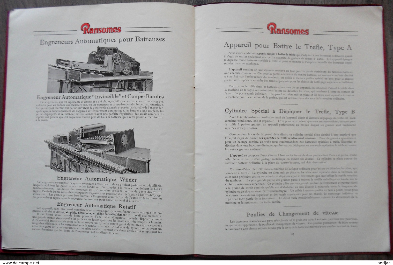 Catalogue 28  pages Ransomes Batteuses modeles normaux Ransomes,Sims & Jefferies,Ltd Ipswich Angleterre