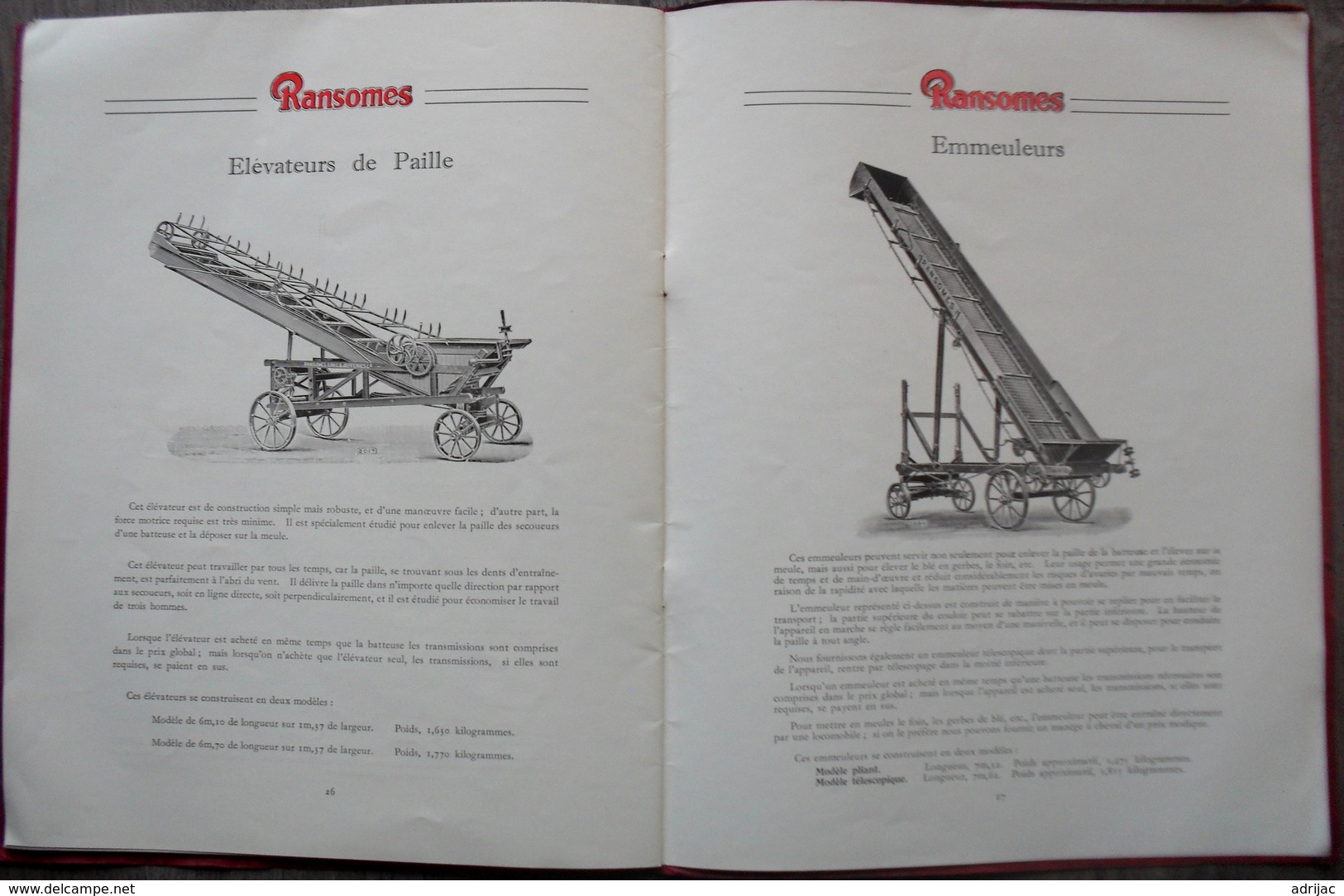 Catalogue 28  pages Ransomes Batteuses modeles normaux Ransomes,Sims & Jefferies,Ltd Ipswich Angleterre