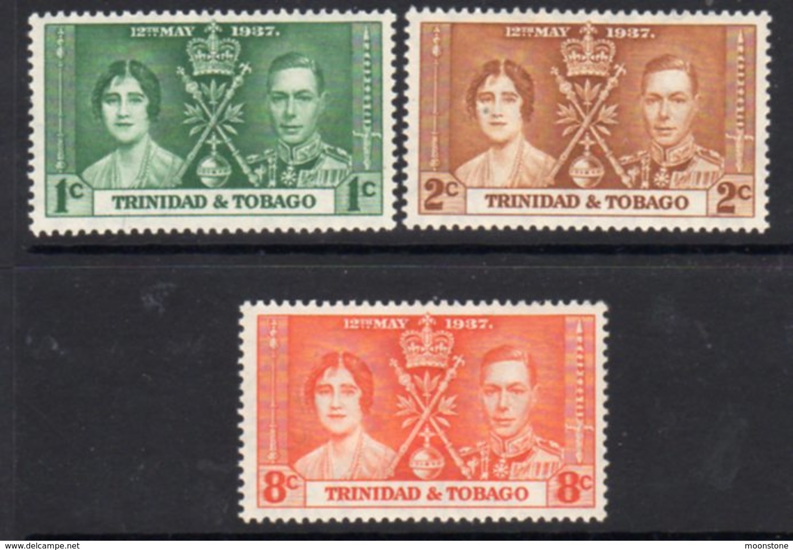 Trinidad & Tobago GVI 1937 Coronation Set Of 3, Hinged Mint, SG 243/5 - Trinidad & Tobago (...-1961)