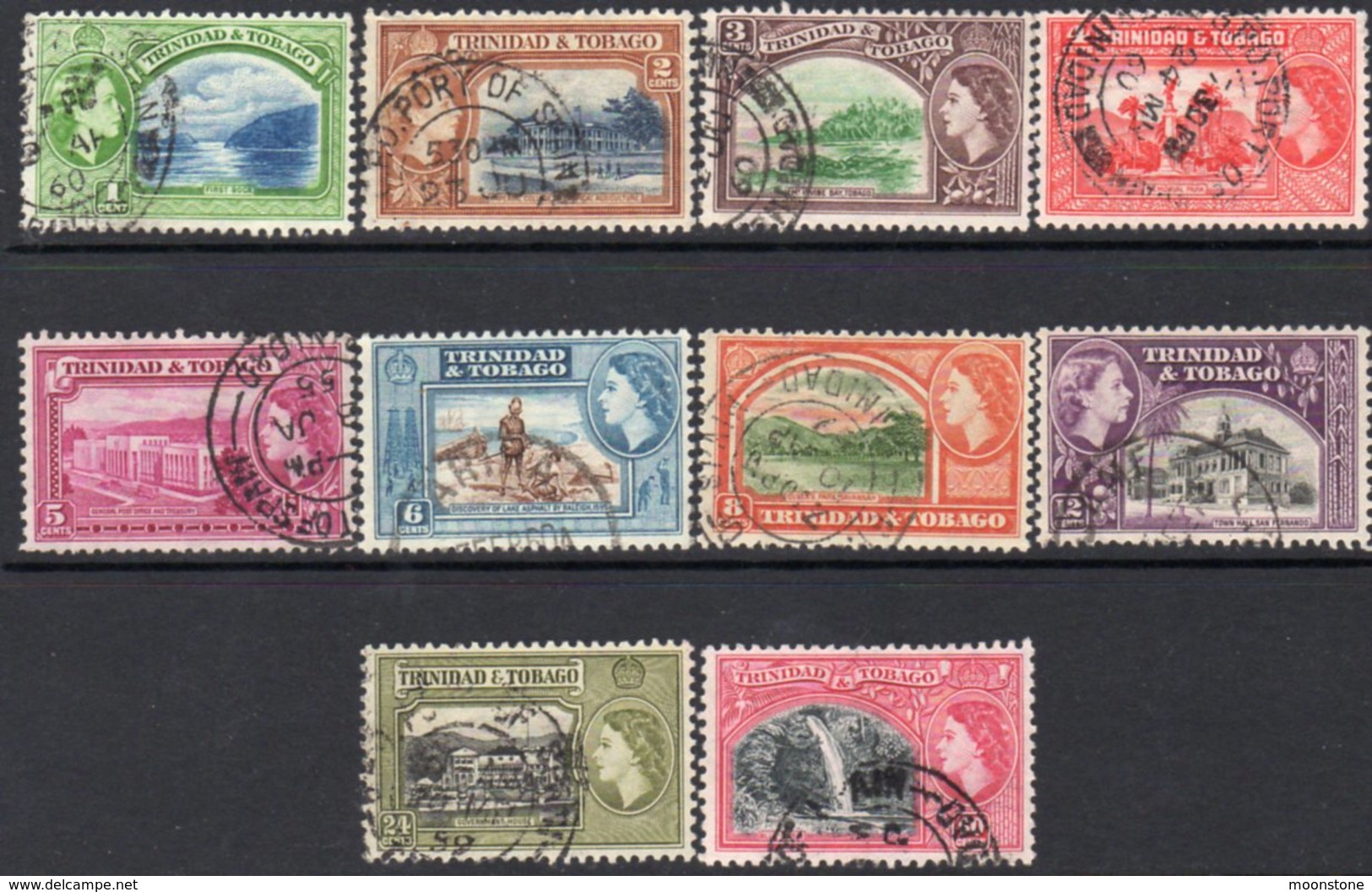 Trinidad & Tobago QEII 1953-9 Definitive Part Set Of 10 To 60c, Used, SG 267/76 - Trinidad & Tobago (...-1961)