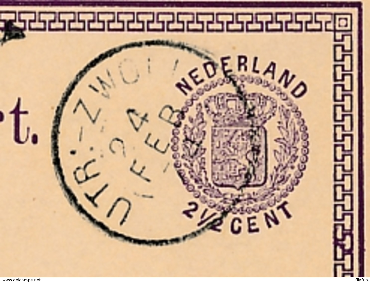 Nederland - 1874 - Kleinrond UTR:-ZWOLLE Op Briefkaart Naar KR Zutphen - Poststempel