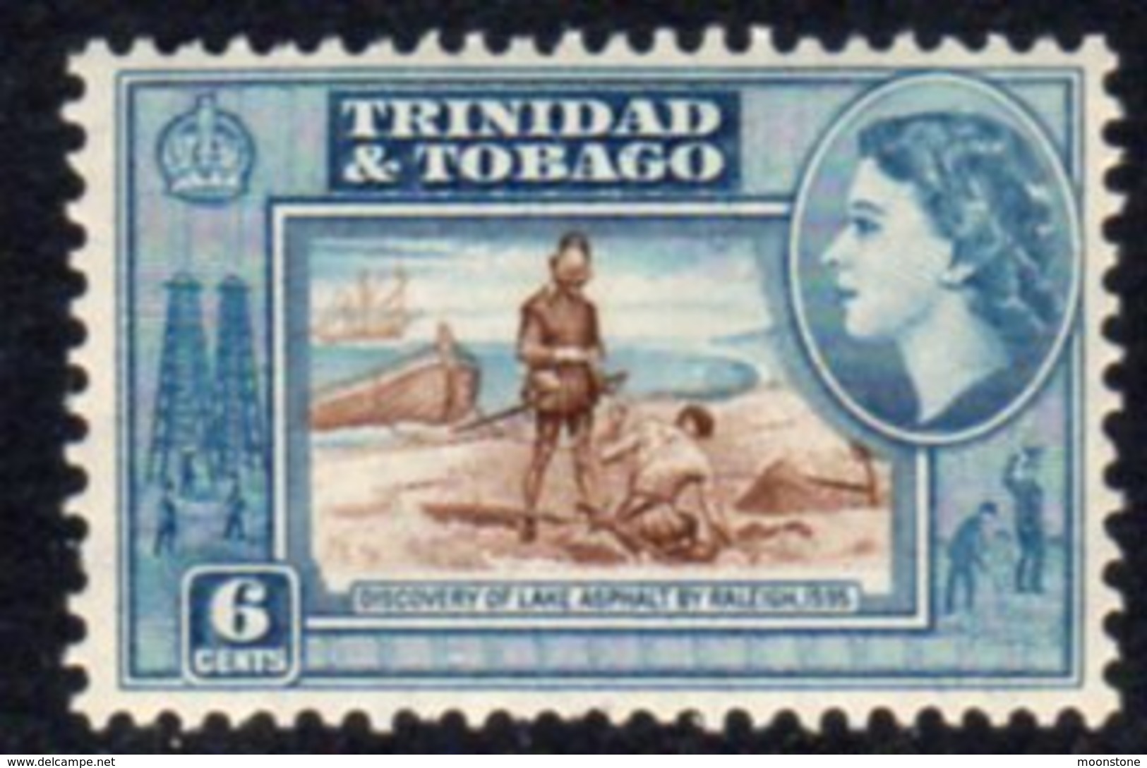 Trinidad & Tobago QEII 1953-9 Definitive 6c Lake Asphalt Value, MNH, SG 272 - Trinidad & Tobago (...-1961)