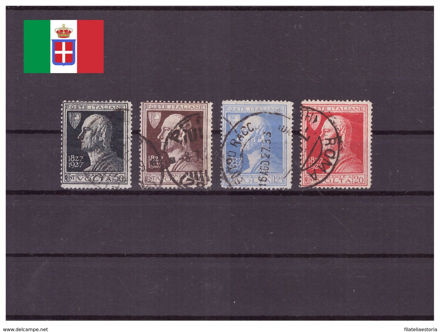 Italie Royaume 1927 Oblitéré - Célébrités - Volta - Sassone Nr. 210-213 Série Complète (ita218) - Oblitérés