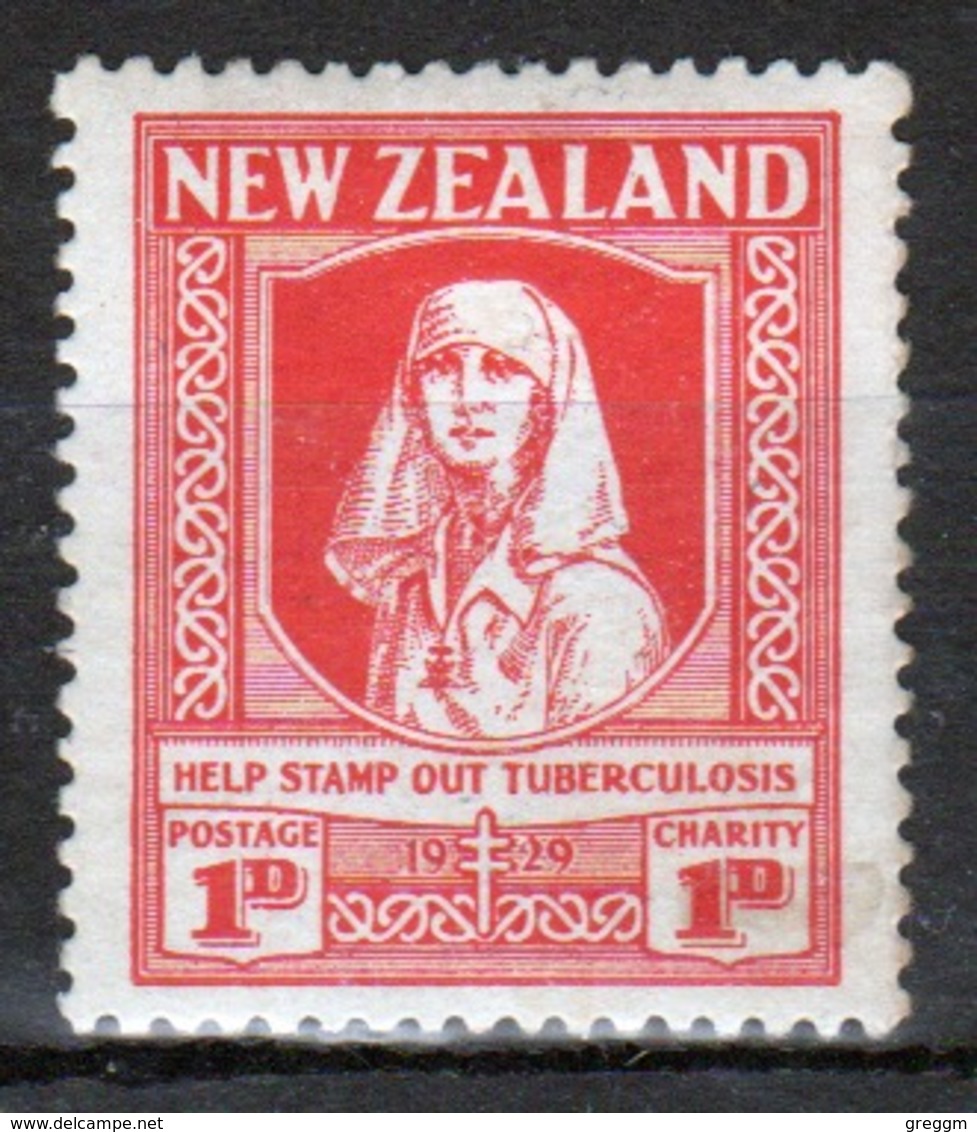 New Zealand 1929 King George V 1d Scarlet Stamp Inscribed Help Stamp Out Tuberculosis. - Ongebruikt