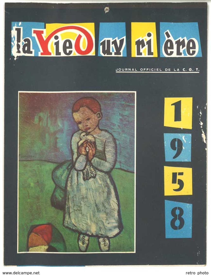 Calendrier 1958 ( En Papier Cartonné ) : La Vie Ouvrière 1958 ( Journal Officiel De La C.G.T. ) - Grand Format : 1941-60