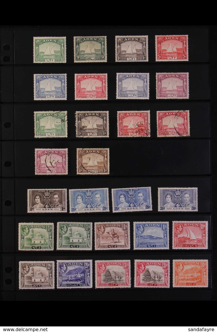 1937-67 ADEN & STATES - MINT & USED COLLECTION On Stock Pages, We Note 1937 Dhows To 8a Mint, 1r Used, 1939-48 Defins Se - Aden (1854-1963)