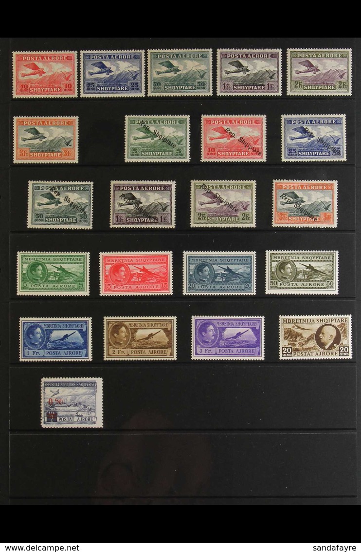 AIR POST ISSUES 1925-1952 Fine Mint All Different Collection. With 1925 10q To 3f (Mi 127/32), 1927 Republic Overprinted - Albanië