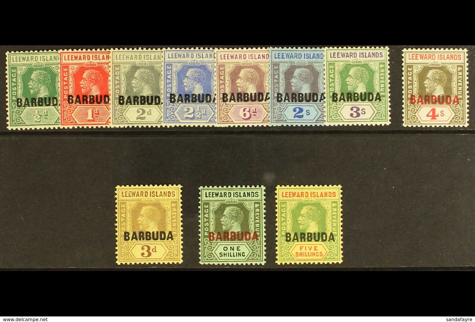 BARBUDA 1922 Overprint Set Complete, SG 1/11, Very Fine Never Hinged Mint. (11 Stamps) For More Images, Please Visit Htt - Other & Unclassified