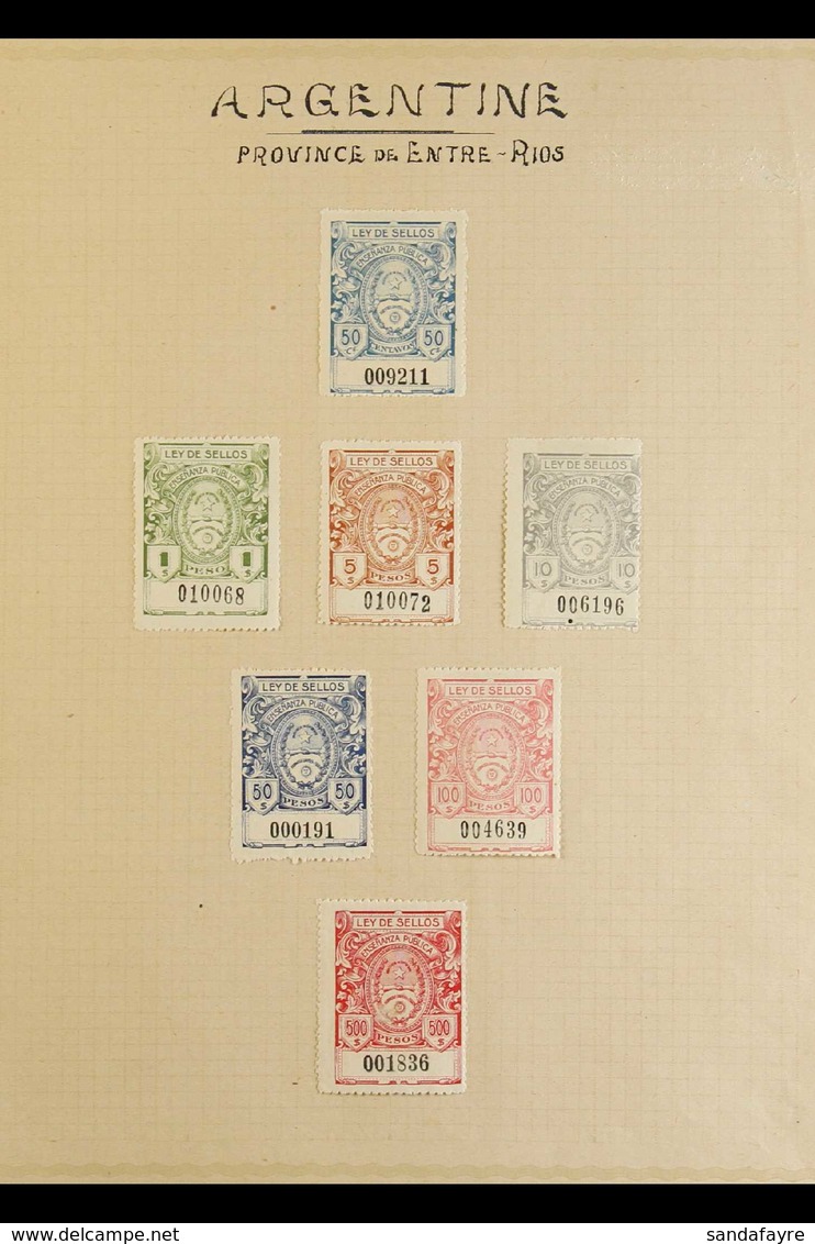 REVENUE STAMPS PROVINCE OF ENTRE-RIOS 1890's To 1910's Chiefly Mint Collection. With General Revenue Including 1910-12 T - Otros & Sin Clasificación