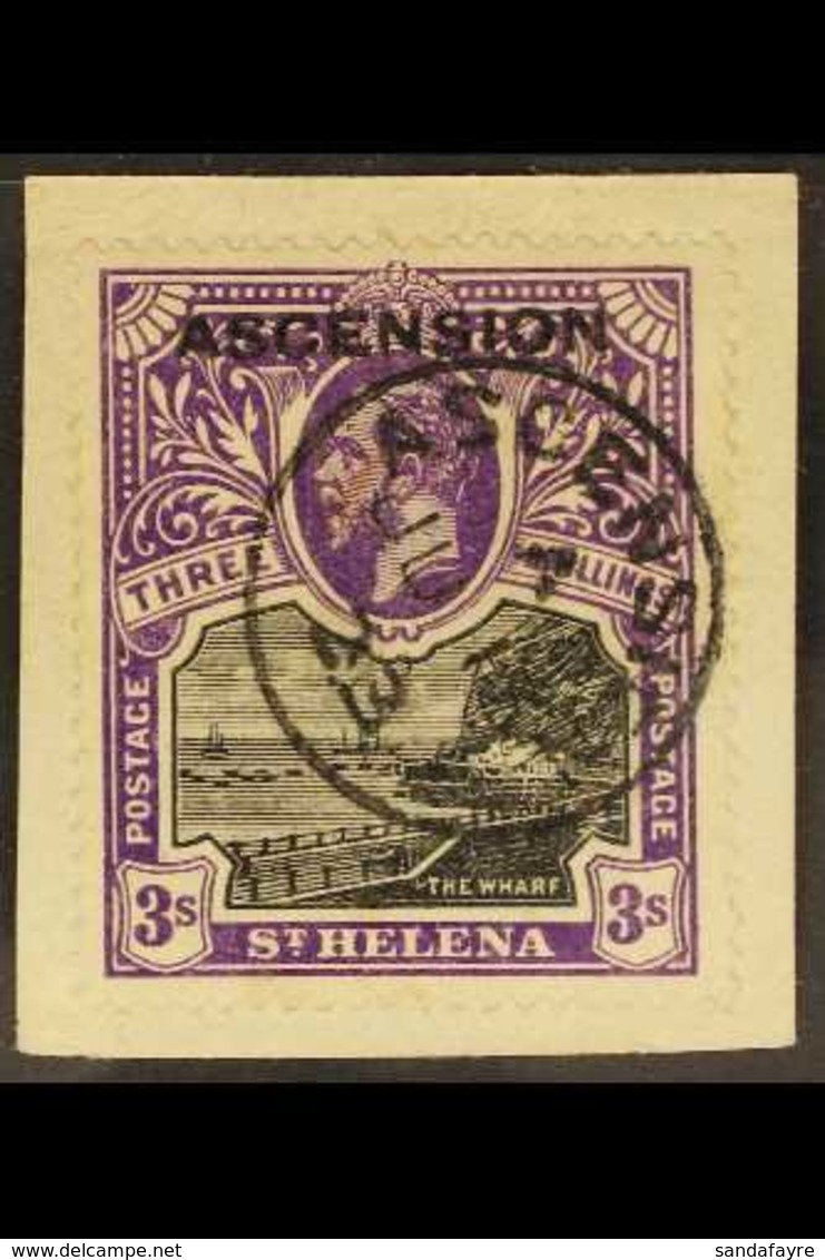1922 3s Black And Violet, SG 8, On Piece, Very Fine Used With Small Cds "JU 13 23" Cancel. For More Images, Please Visit - Ascensión