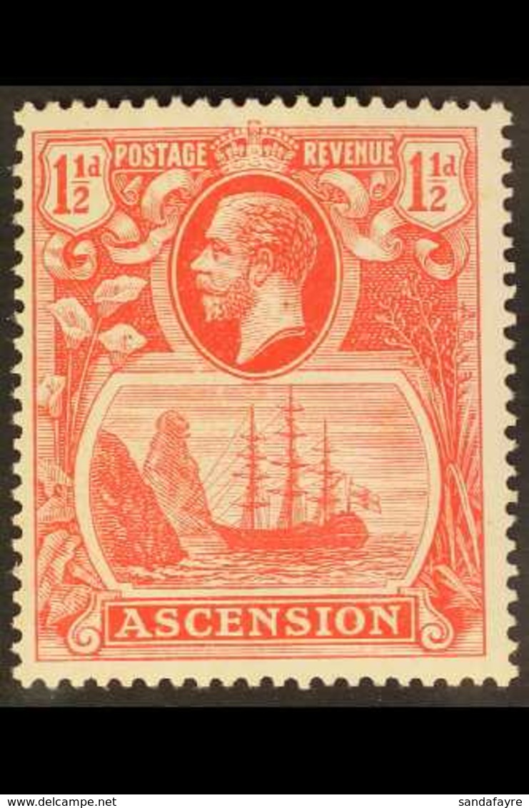 1924-33 1½d Rose-red "Cleft Rock" Variety, SG 12c, Fine Lightly Hinged Mint. For More Images, Please Visit Http://www.sa - Ascensión