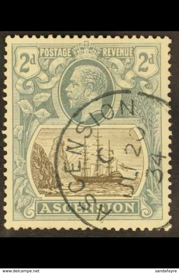 1924-33 2d Grey-black And Grey "Broken Mainmast" Variety, SG 13a, Very Fine Cds Used. For More Images, Please Visit Http - Ascensione