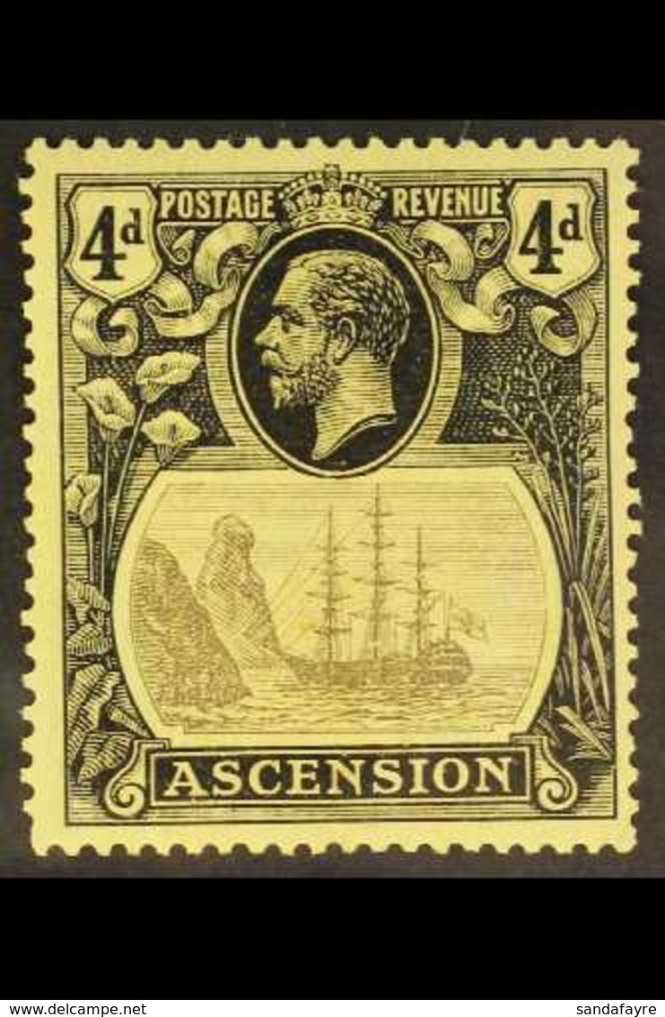 1924-33 4d Grey-black And Black/yellow "Broken Mainmast" Variety, SG 15a, very Fine Mint. Lovely! For More Images, Pleas - Ascensión