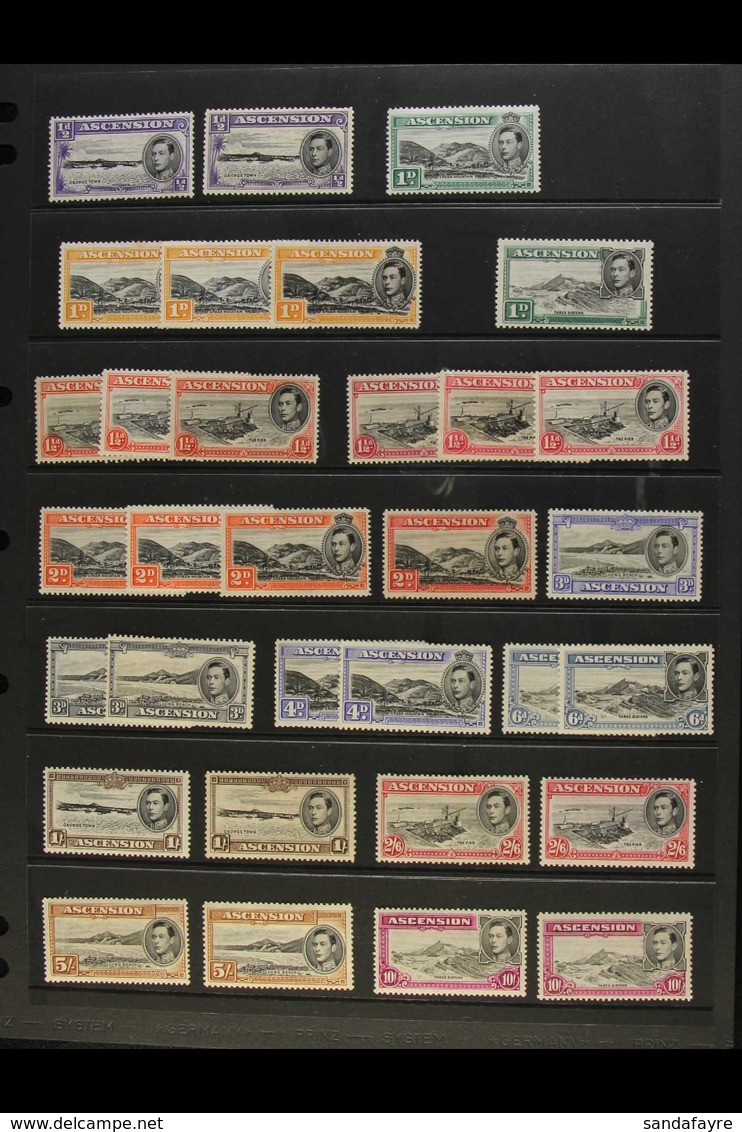 1938-53 KING GEORGE VI DEFINITIVES COMPLETE A Lovely Complete Pictorial Definitive Set, SG 38/47b, PLUS All Of The Addit - Ascension (Ile De L')