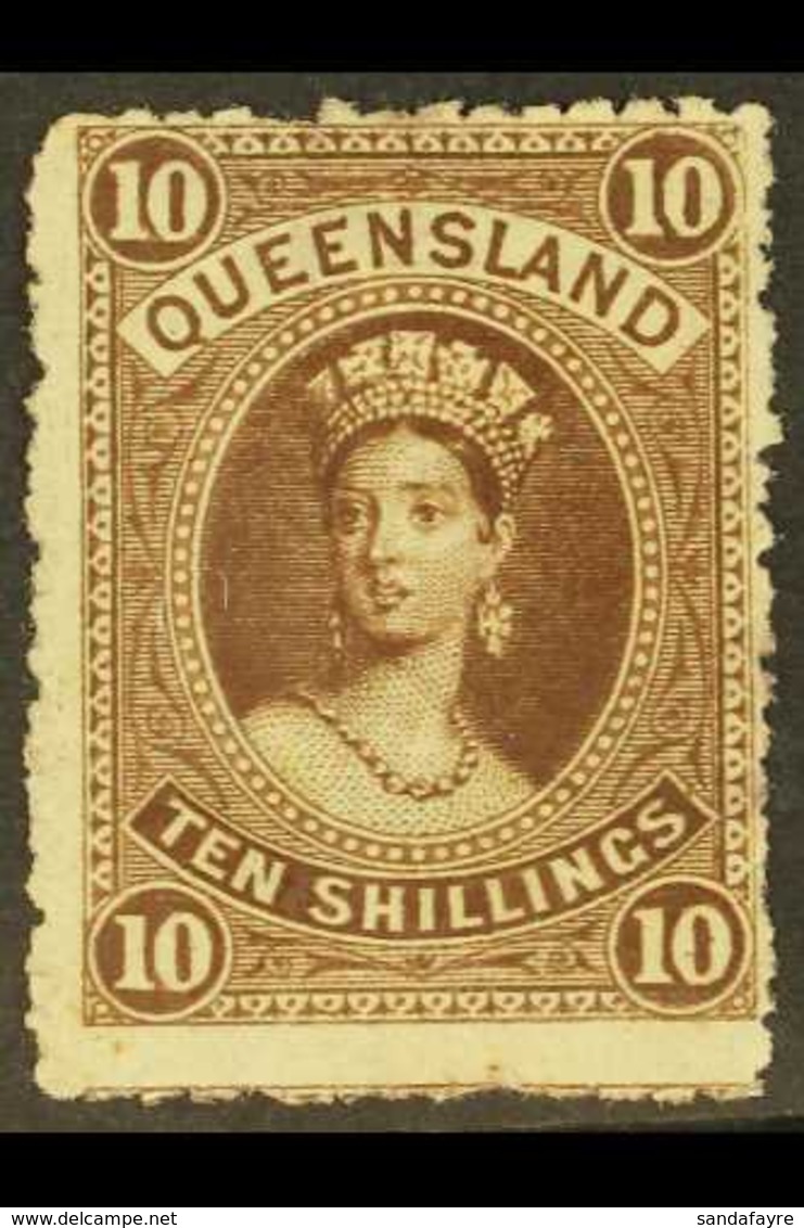 QUEENSLAND 1882-95 10s Brown, SG 155, Unused, Trace Of Gum. For More Images, Please Visit Http://www.sandafayre.com/item - Sonstige & Ohne Zuordnung