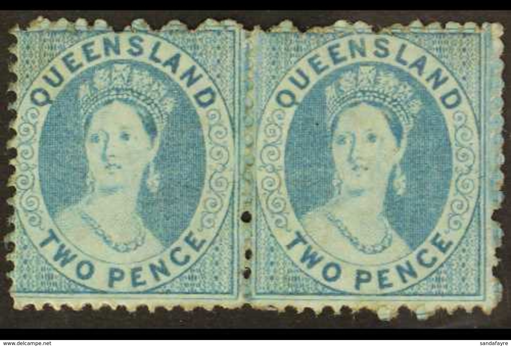 QUEENSLAND 1868-74 2d Pale Blue, Wmk Small Truncated Star, SG 60, Fine Mint PAIR. For More Images, Please Visit Http://w - Andere & Zonder Classificatie